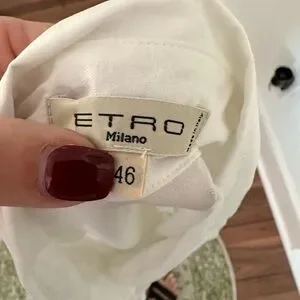 Etro | Tops | Etro White Paisley Ruffled Button Down Casual